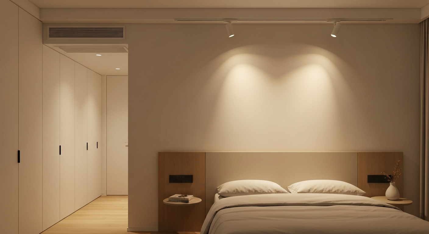 แทรคไลท์ห้องนอนสไตล์มินิมอล magnetic track light ส่องหัวเตียง