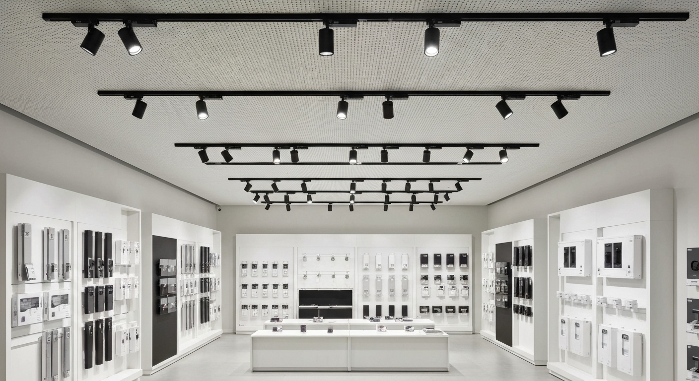 Track light LED ติดเพดานร้านค้า ประหยัดพลังงานเปรียบกับหลอดแบบเก่า