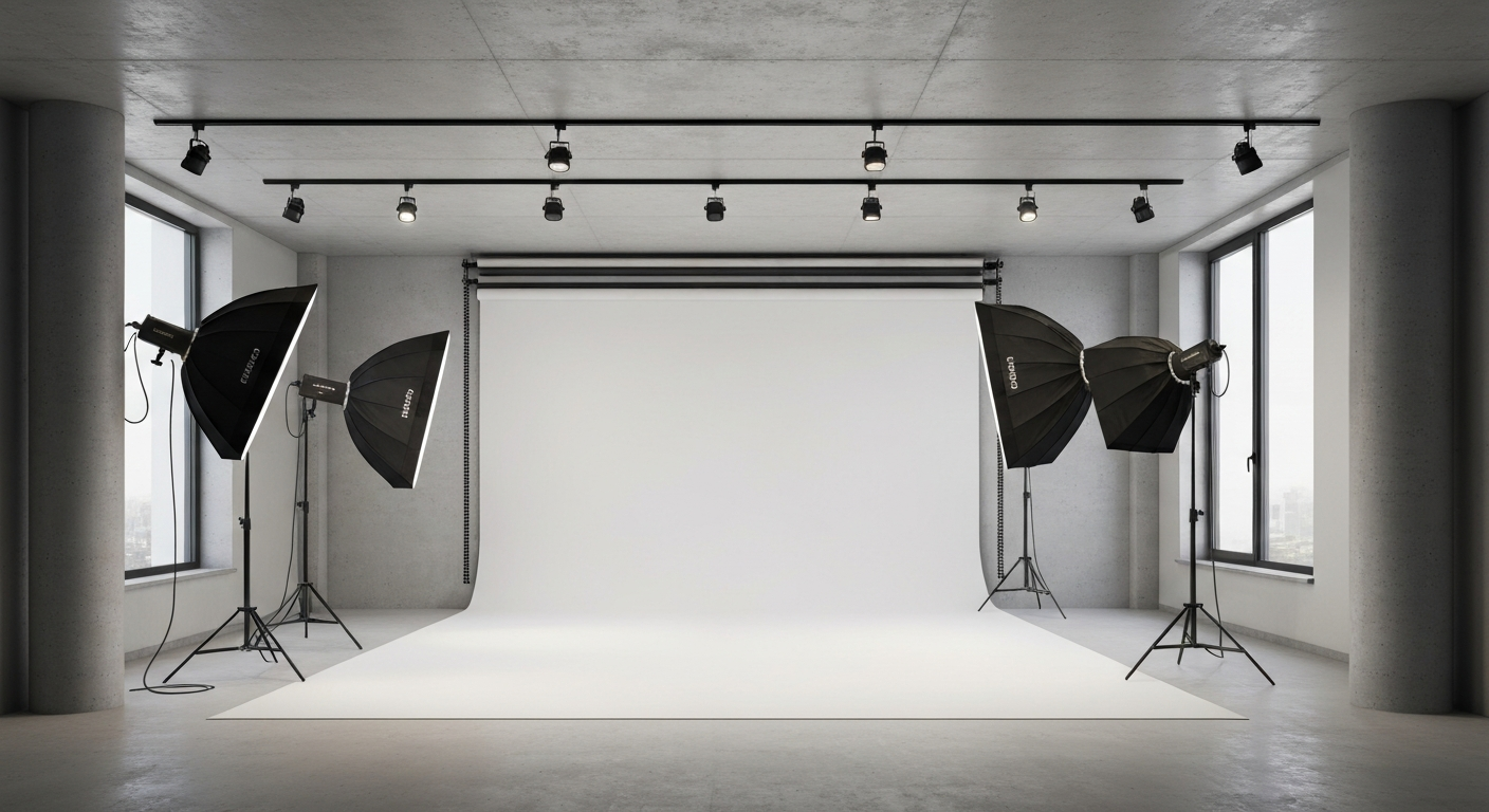 แทรคไลท์ในสตูดิโอถ่ายภาพและวิดีโอคอนเทนต์ magnetic track light